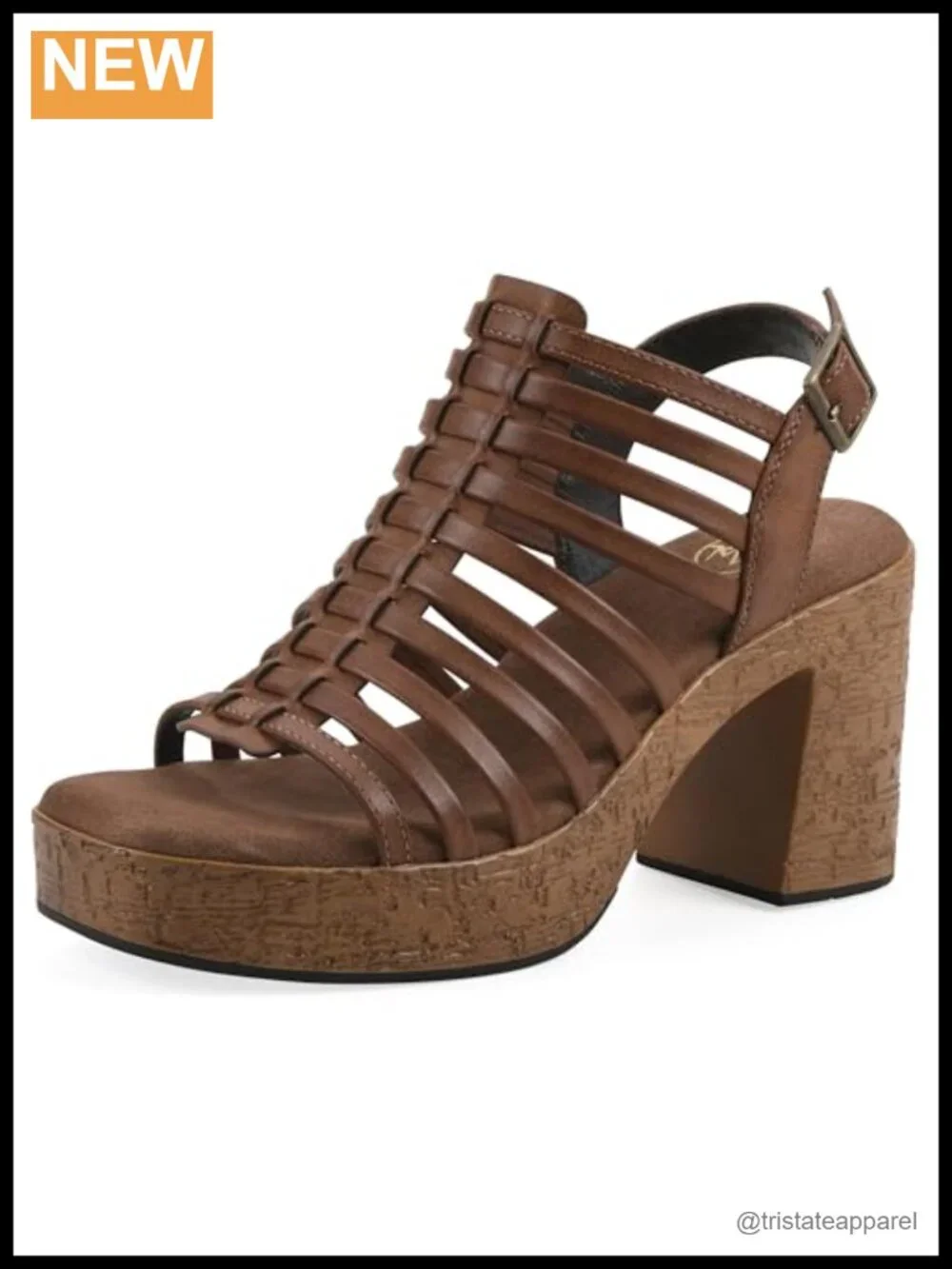 Gladiator Platform Sandal Cork Sole Open Square Toe Buckle Adjustable